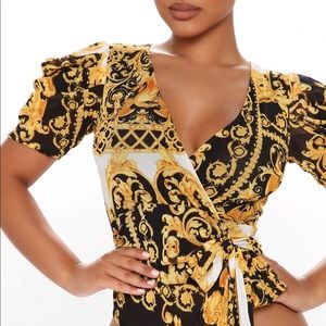 FASHION NOVA - I Don't Speak Broke Surplice Bodysuit - White / Black